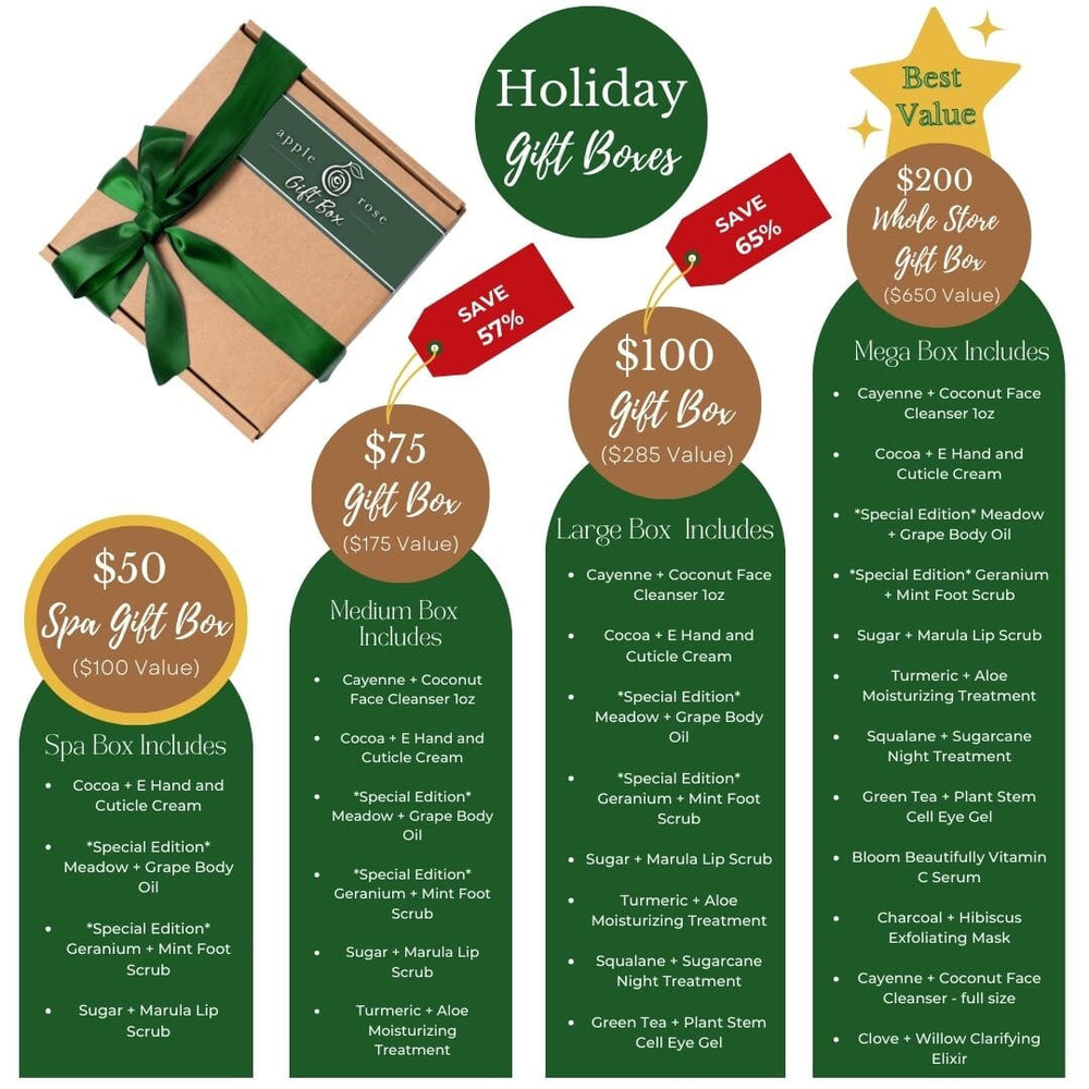 Holiday Gift Box from Apple Rose Beauty natural and organic skin care and organic beauty