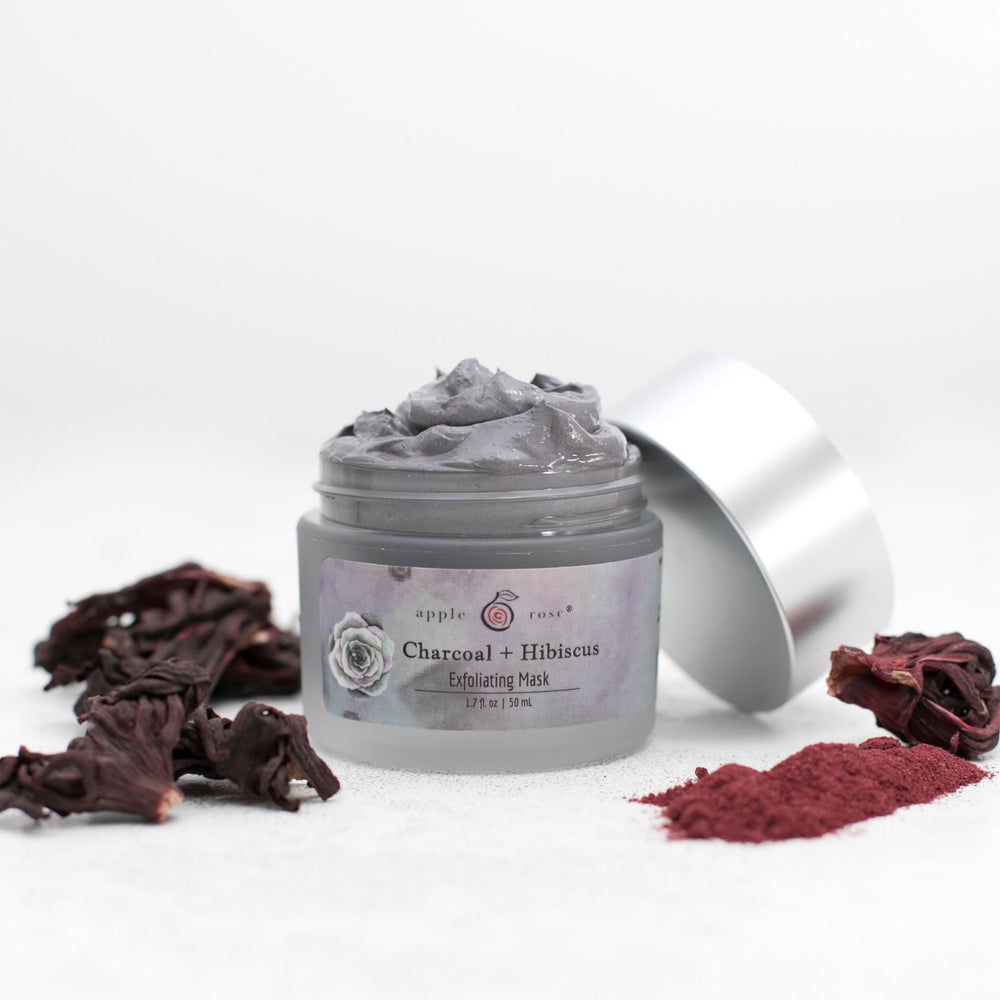 Charcoal + Hibiscus Exfoliating Mask from Apple Rose Beauty natural and organic skin care and organic beauty