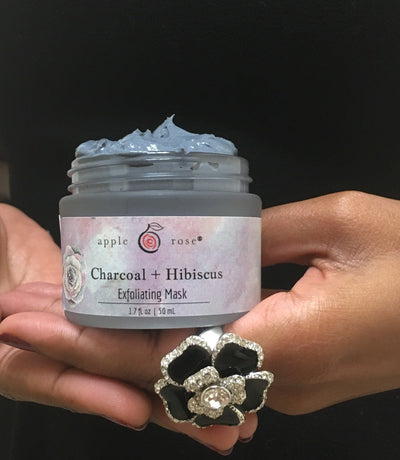 Charcoal + Hibiscus Exfoliating Mask from Apple Rose Beauty natural and organic skin care and organic beauty