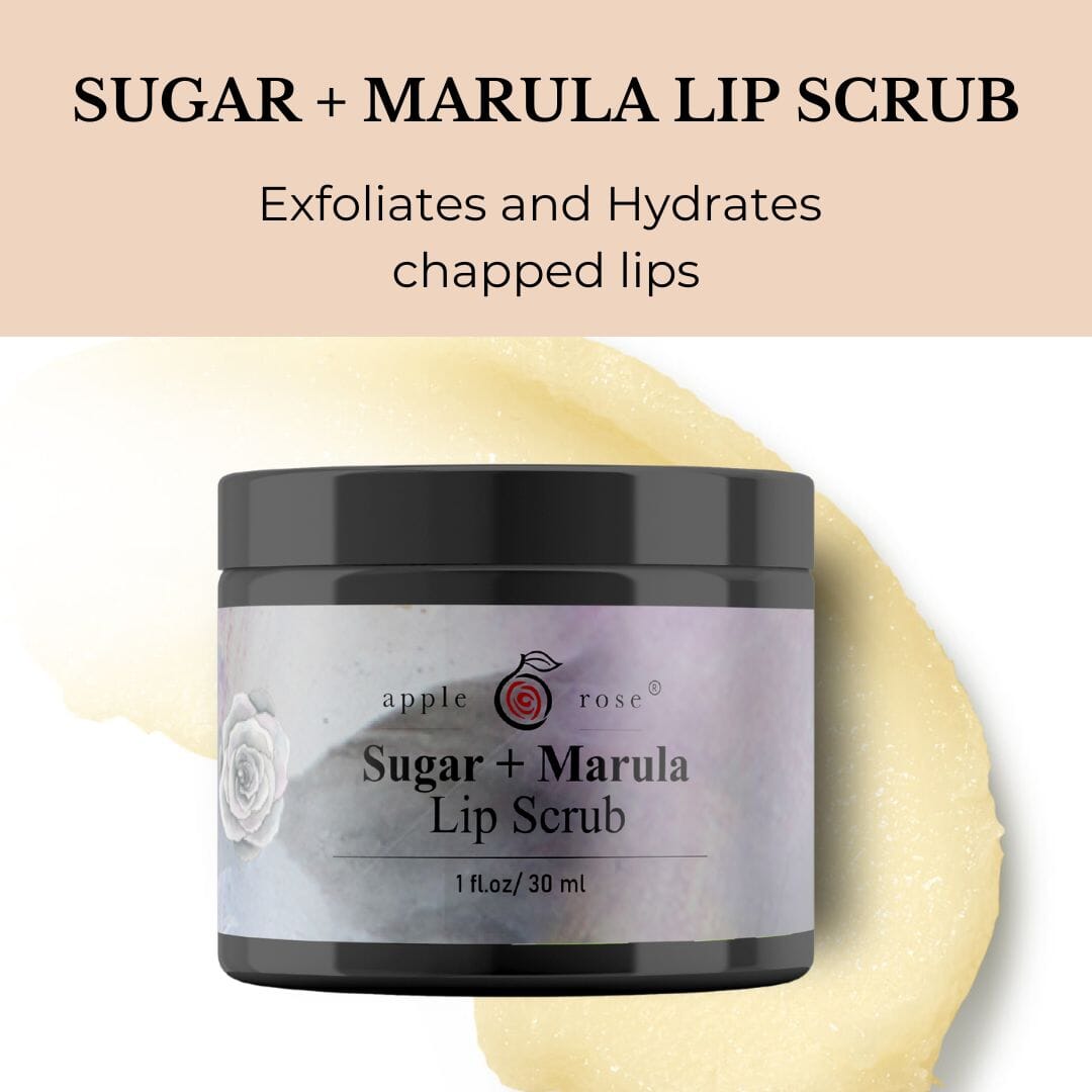 Sugar + Marula Lip Scrub from Apple Rose Beauty natural and organic skin care and organic beauty